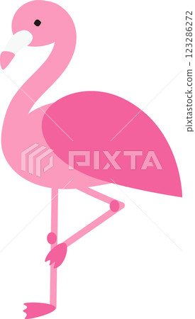 簡單可愛的火烈鳥插畫素材 123286272