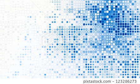 Abstract digital background with blue and white pixelated dots, creating a modern technology-inspired design 123286273