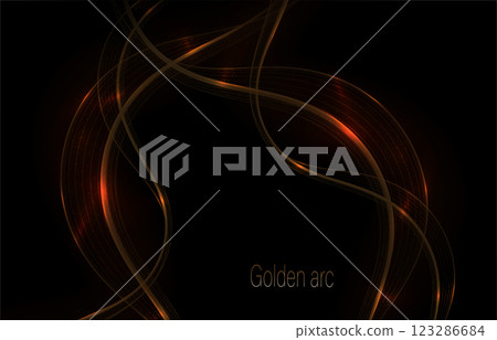 Isolated wavy golden illustration on black background 123286684