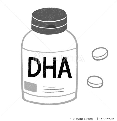 DHA補充劑黑白 123286686
