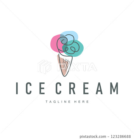 simple ice cream logo design illustration of cold food template with minimalist line concept ice cream simple ice cream logo design illustration of cold food template with minimalist line concept ice cream 123286688