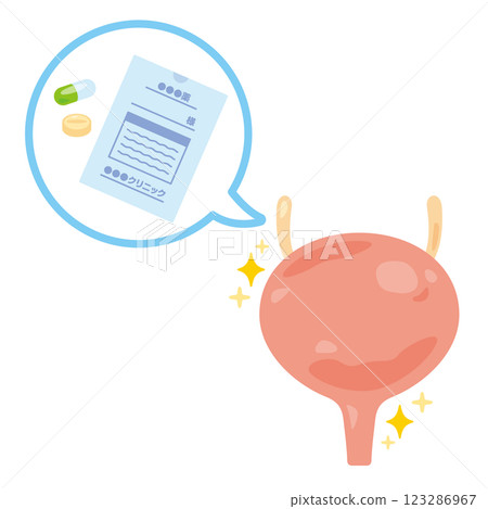 Illustration of a drug and a healthy bladder 123286967