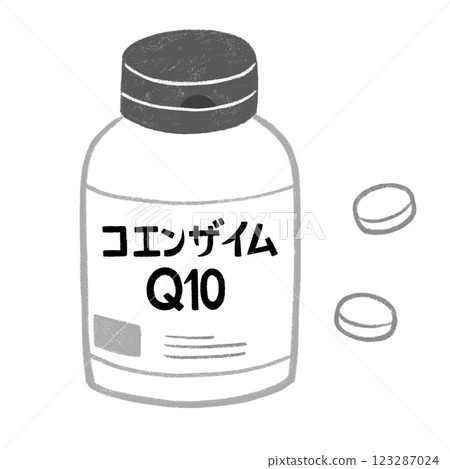 輔酶 Q10 補充劑黑白 輔酶 Q10 補充劑黑白 123287024