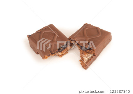 Chocolate bar isolated on white background 123287540