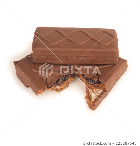 Chocolate bar isolated on white background 123287543