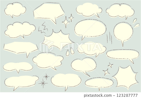 Simple hand-drawn style speech bubble set (misregistration) Simple hand-drawn style speech bubble set (misregistration) 123287777