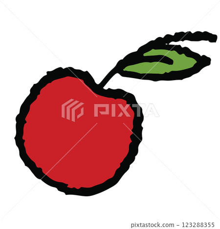 Hand drawn crayon illustration of red apple for fruit, breakfast, light lunch, cafe, restaurant, menu, recipe, smoothie, juice drink vegan, brooch, grocery shopping, supermarket, mart, icon, logo Hand drawn crayon illustration of red apple for fruit, breakfast, light lunch, cafe, restaurant, menu, recipe, smoothie, juice drink vegan, brooch, grocery shopping, supermarket, mart, icon, logo 123288355