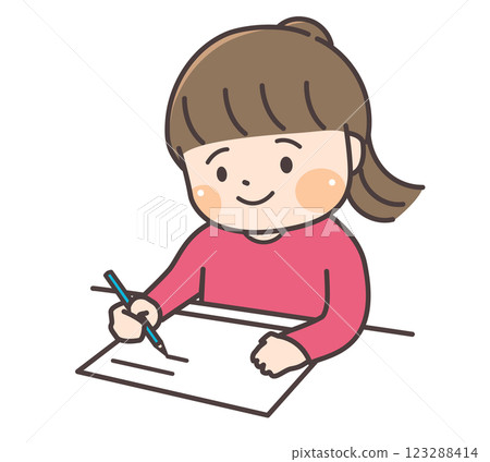 Illustration of a girl studying Illustration of a girl studying 123288414