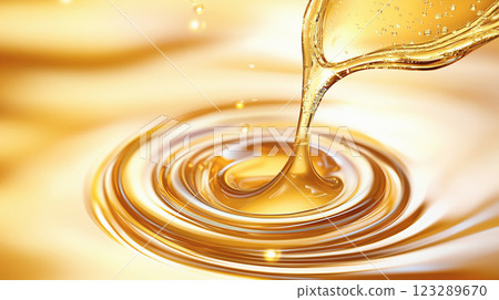 "Close-up shot of golden glittering liquid" 123289670