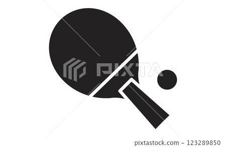 Simple line icon of table tennis racket and ping pong ball Simple line icon of table tennis racket and ping pong ball 123289850