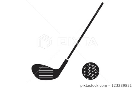 Golf club and golf ball simple line icon Golf club and golf ball simple line icon 123289851