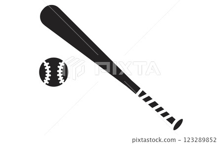 Baseball bat and ball simple line icon Baseball bat and ball simple line icon 123289852