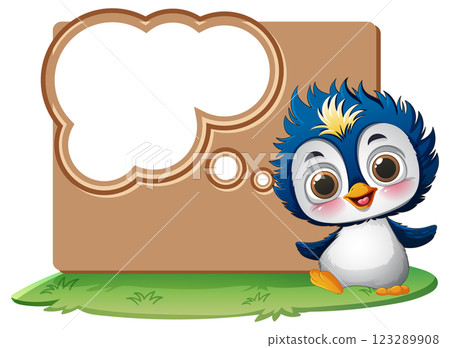 Cute Penguin with Speech Bubble 123289908