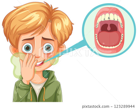 Child with Bad Breath Illustration 123289944