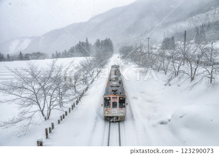 Aizu Railway in the snow Aizu Railway in the snow 123290073