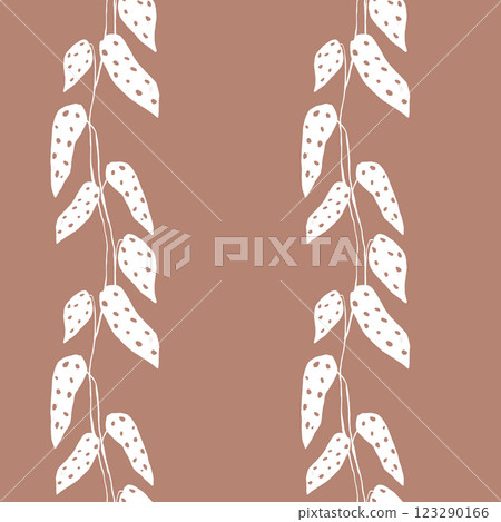 Seamless tropical begonia leaves pattern. Hand painted jungle leaf wallpaper, wrapping paper, fabric design. White leaves on mocha mousse background Seamless tropical begonia leaves pattern. Hand painted jungle leaf wallpaper, wrapping paper, fabric design. White leaves on mocha mousse background 123290166
