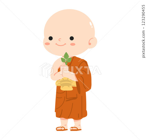 Newly ordained Buddhist novice monk 123290455