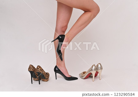 women's beautiful legs in shoes. choose shoes 123290584