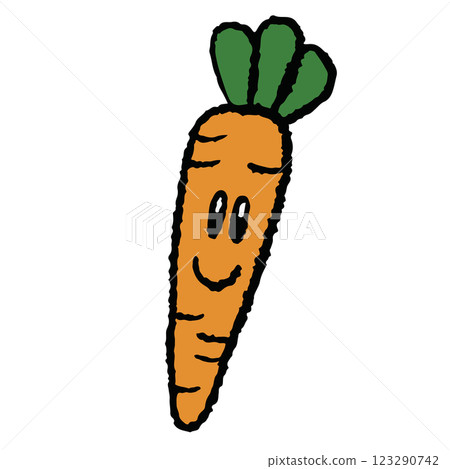 Hand drawn crayon illustration of happy carrot for food, breakfast, brunch, cafe, restaurant, menu, recipe, cook book, cartoon character, grocery shopping, supermarket, vegetable, healthy ingredients Hand drawn crayon illustration of happy carrot for food, breakfast, brunch, cafe, restaurant, menu, recipe, cook book, cartoon character, grocery shopping, supermarket, vegetable, healthy ingredients 123290742