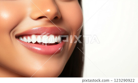 Radiant smile showcasing pristine dental care, exuding health and confidence. A symbol of beauty and meticulous oral hygiene. Radiant smile showcasing pristine dental care, exuding health and confidence. A symbol of beauty and meticulous oral hygiene. 123290922