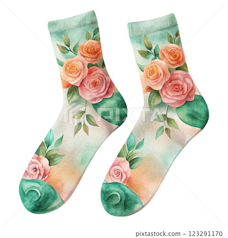 Socks Flowers Clipart Watercolor Socks Flowers Clipart Watercolor 123291170