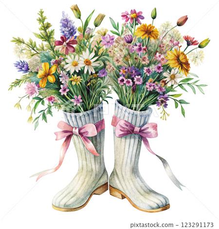 Socks Flowers Clipart Watercolor Socks Flowers Clipart Watercolor 123291173