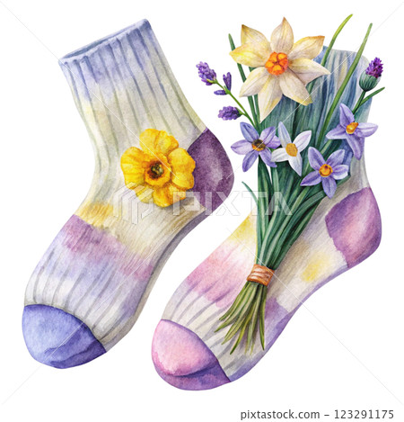 Socks Flowers Clipart Watercolor Socks Flowers Clipart Watercolor 123291175