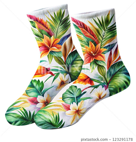 Socks Flowers Clipart Watercolor 123291178