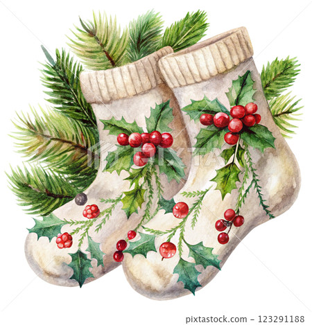 Socks Flowers Clipart Watercolor Socks Flowers Clipart Watercolor 123291188