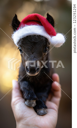 A cute black foal, symbolizing the Year of the Horse in 2026 according to the Chinese zodiac 123291294