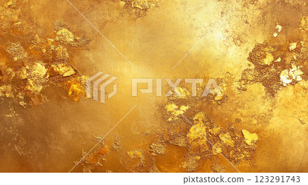 Iridescent gold surface with raised textures and subtle gradations of light create a sense of opulent depth and visual interest. Iridescent gold surface with raised textures and subtle gradations of light create a sense of opulent depth and visual interest. 123291743