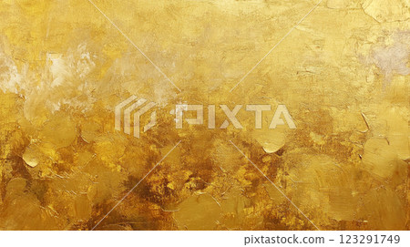 Golden hues cascade across the canvas, creating a textured and radiant surface with warm, inviting tones and abstract patterns. 123291749