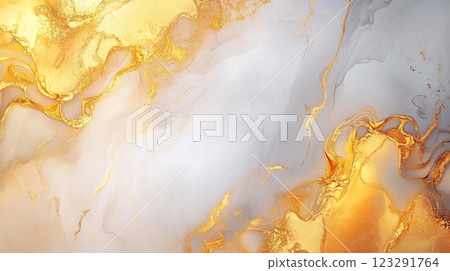 Abstract gold and grey fluid art evokes elegance and modernity, perfect for backgrounds and sophisticated designs, with beautiful textures. 123291764