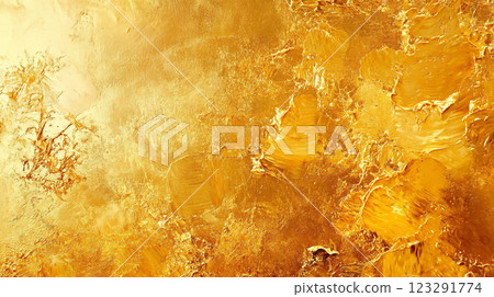 Luminous gold texture shimmers with depth. Rich hues create an alluring surface, embodying opulence and artistry. Abstract golden background. Luminous gold texture shimmers with depth. Rich hues create an alluring surface, embodying opulence and artistry. Abstract golden background. 123291774