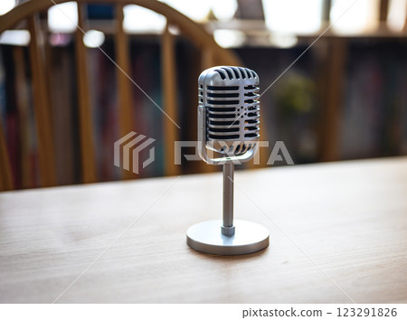 Microphone on desk Microphone on desk 123291826