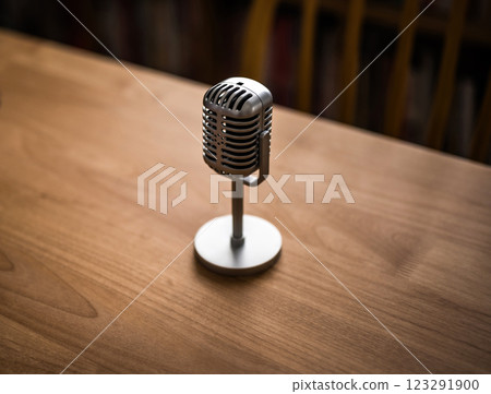 Microphone on desk Microphone on desk 123291900