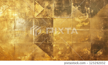 Abstract gold texture featuring an arrangement of squares with patterns and lines, creating a visually interesting composition. Abstract gold texture featuring an arrangement of squares with patterns and lines, creating a visually interesting composition. 123292032