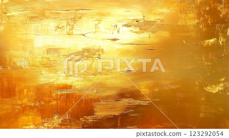 Golden brushstrokes create a rich, textured abstract.  A canvas of luminous, opulent, metallic hues evokes warmth and brilliance. 123292054