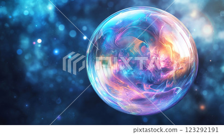 Ethereal Sphere: A mesmerizing orb of swirling blues, pinks, and golds against a starlit cosmic backdrop, evoking wonder and the vastness of space. Ethereal Sphere: A mesmerizing orb of swirling blues, pinks, and golds against a starlit cosmic backdrop, evoking wonder and the vastness of space. 123292191