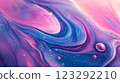 Fluid abstract art with swirling pink, purple and blue hues. Smooth and colorful texture creates a dynamic, dreamy liquid pattern. 123292210
