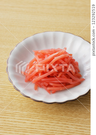 Pickled ginger on a plate Pickled ginger on a plate 123292519