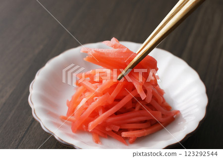 Pickled ginger on a plate Pickled ginger on a plate 123292544