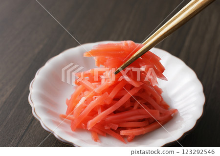 Pickled ginger on a plate Pickled ginger on a plate 123292546