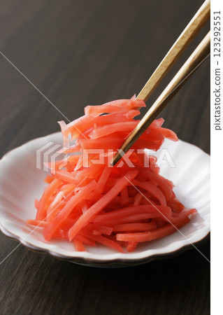 Pickled ginger on a plate 123292551