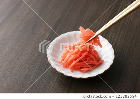 Pickled ginger on a plate 123292554