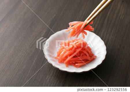 Pickled ginger on a plate Pickled ginger on a plate 123292556