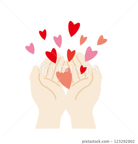 Palm and many hearts 123292802