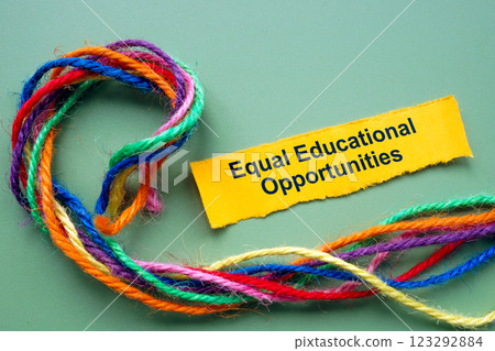 Sign Equal Educational Opportunities with colorful threads. Diversity in education. Sign Equal Educational Opportunities with colorful threads. Diversity in education. 123292884