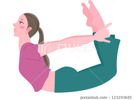 做瑜伽弓姿勢的女人 做瑜伽弓姿勢的女人 123293685