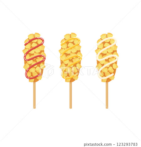 french fries corn dog snack 123293783